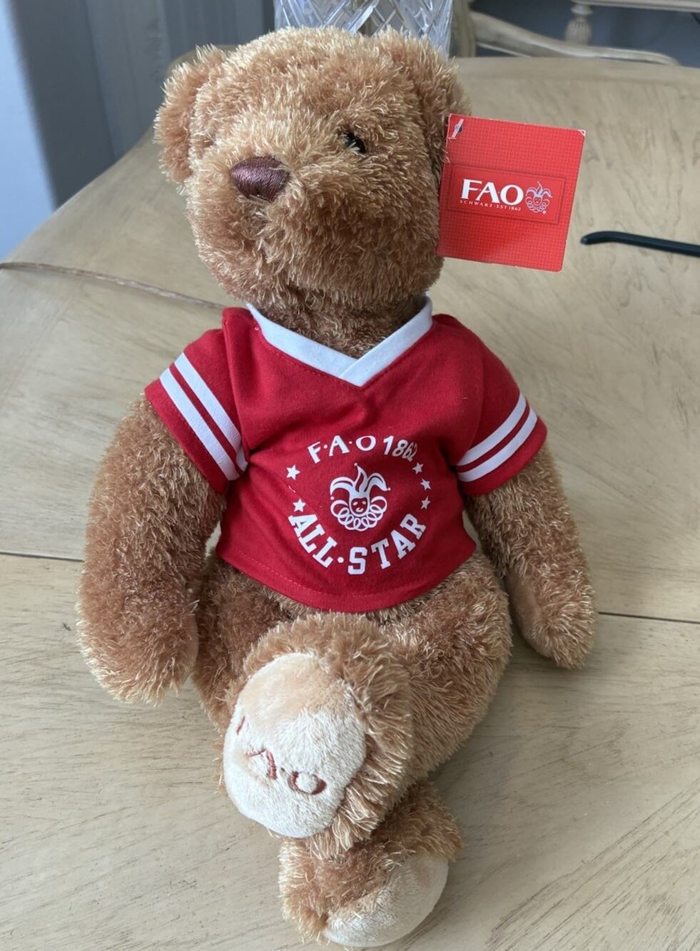 FAO Fuzzy Brown Bear Plush Red All Star Shirt 16 Inch 2011 Stuffed Animal Plush